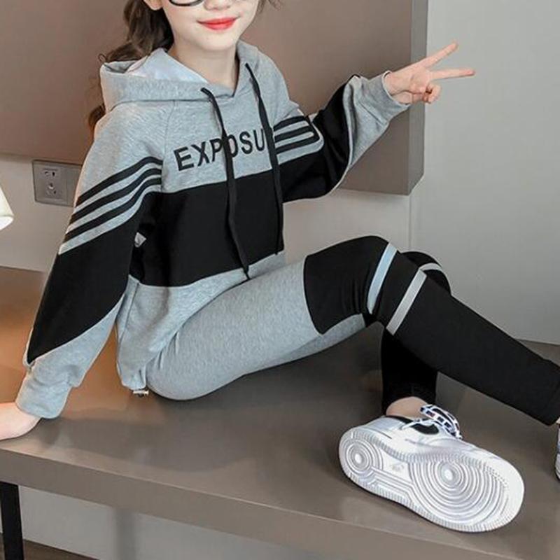 2-piece Color-block Hoodie &amp; Pants for Girl