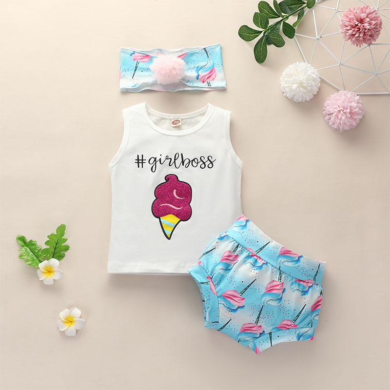 3-piece Vest &amp; Headband &amp; Flamingos Pattern Shorts for Baby Girl