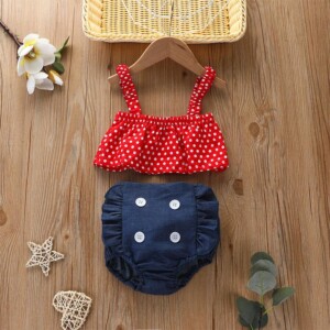 2-piece Polka Dot Sling Top &amp; Shorts for Baby Girl