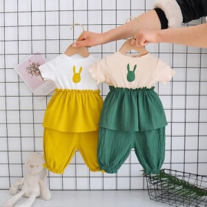 2-piece Rabbit Pattern T-shirt &amp; Pants for Toddler Girl