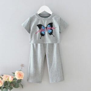 2-piece Butterfly Printing T-shirt &amp; Pants for Toddler Girl