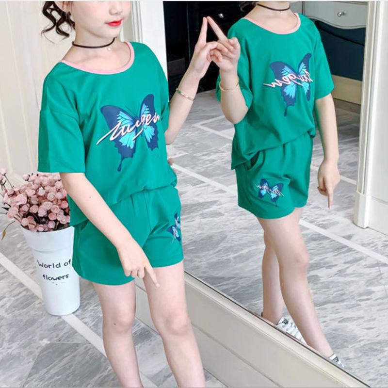 2-piece Butterfly Pattern T-shirt &amp; Shorts for Girl