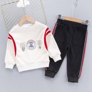 2-piece Bear Pattern Sweatshirt &amp; Pants for Toddler Boy