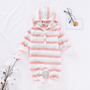 Striped Hooded Jumpsuit for Baby