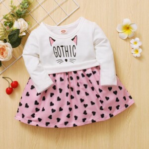 Heart-shaped Pattern Dress for Baby Girl