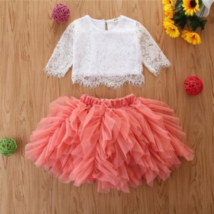 2-piece Lace Dress Set for Toddler Girl