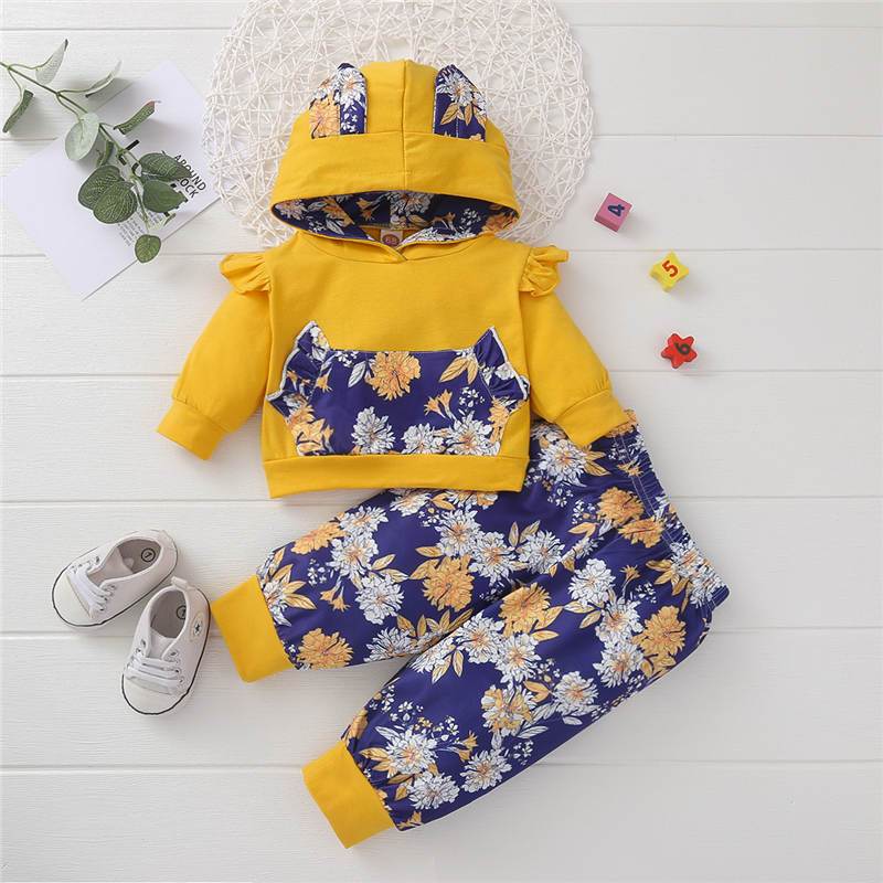 2-piece Floral Hoodie &amp; Pants for Baby Girl