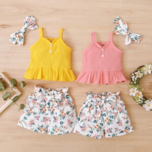 3-piece Sling Top &amp; Headband &amp; Floral Pants for Baby Girl