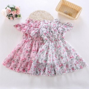 Toddler Girl Sweet Floral Chiffon Dress