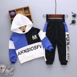 2-piece Color-block Hoodie &amp; Pants for Toddler Boy
