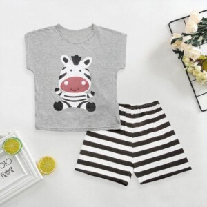 Cute Animal Printed Short-sleeved Pajamas Set