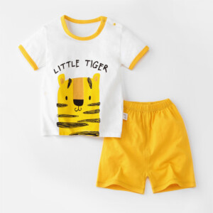Baby Toddler Short Sleeve Set Shorts Cotton Cartoon Tiger