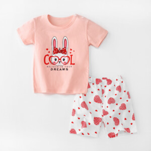 Baby Toddler Short Sleeve Set Shorts Cotton Cartoon Rabbit
