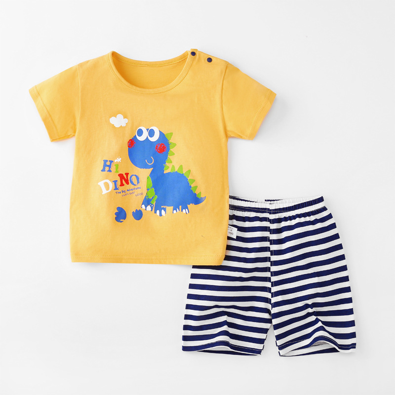 Baby Toddler Short Sleeve Set Shorts Cotton Cartoon Dinosaur