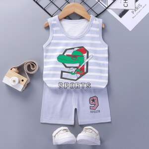 Baby Toddler Summer Vest Shorts Suit Cartoon Crocodile