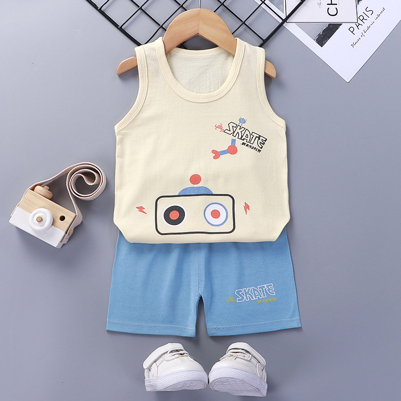 Baby Toddler Summer Vest Shorts Suit Cartoon Radio