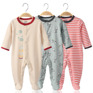 3 Pieces Newborn Baby Jumpsuits Cotton Clothes Bicycle
