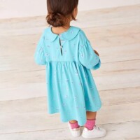 Herimmy Girls Dresses Long Sleeve Cotton Round Neck Casual Tunic Dress 2-7T