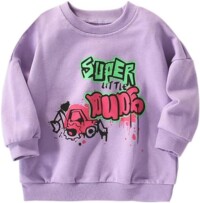 Herimmy Boys Sweatshirts Cotton Long Sleeve Crewneck Pullover Toddler Kids Purple Tops 2-7T