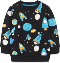 Herimmy Boys Sweatshirts Cotton Long Sleeve Crewneck Pullover Rocket Print Sweatshirts 2-7T