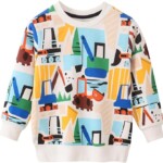 Little Bitty Toddler Boy Sweatshirt Cotton Crewneck Pullover Long Sleeve Sweater Shirt for Kids 2-8 Years