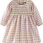 Herimmy Girls Dresses Long Sleeve Cotton Round Neck Casual Tunic Dress 2-7T