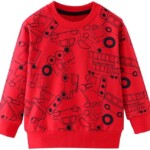 Jobakids Boy Sweatshirt Pullover Long Sleeve Toddler Kids Crew Neck Cotton Fall Winter Top 2-7T